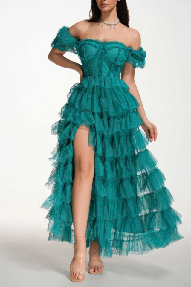 Women's Lisette Ruffle Off Shoulder Gown