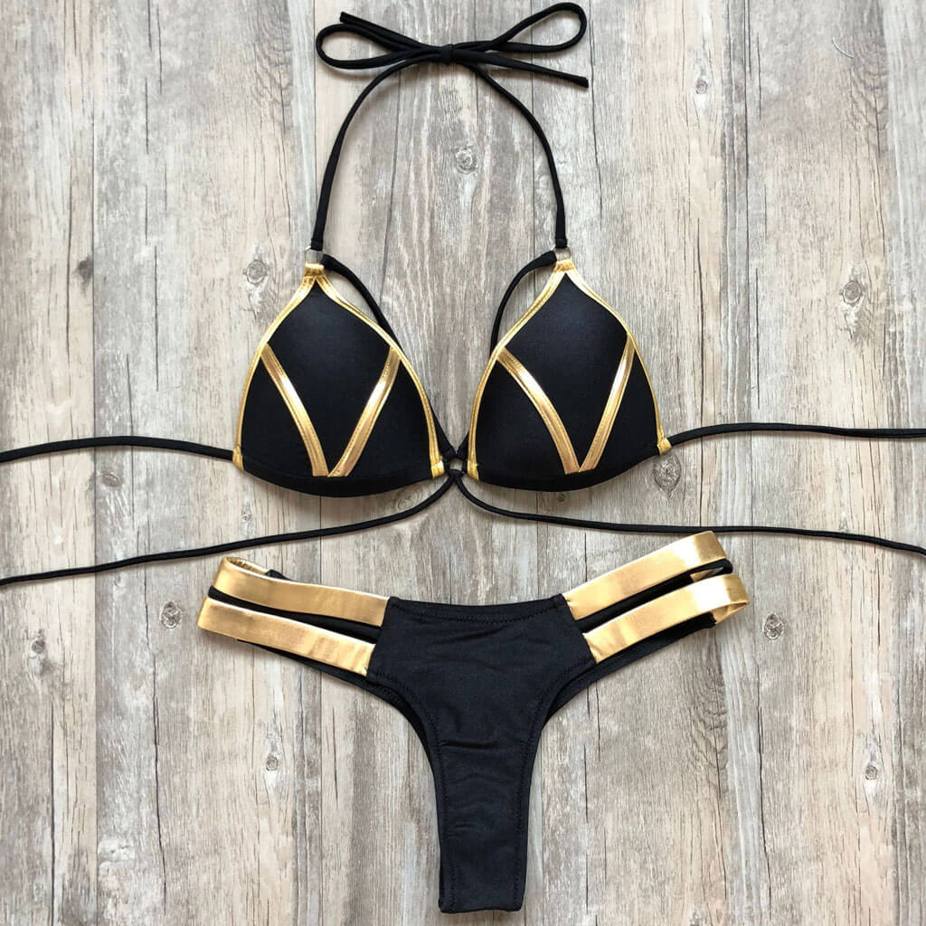 Women's Thong Push Up Triangle Brazilian Bikini Set
