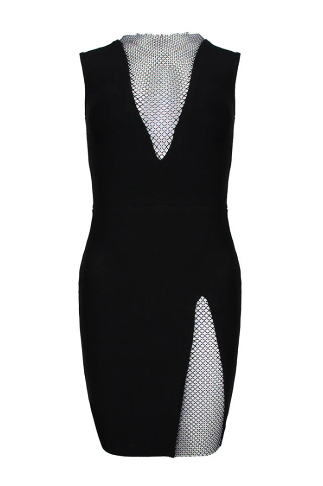 Women's Rhinestone Detail Spliced Dress