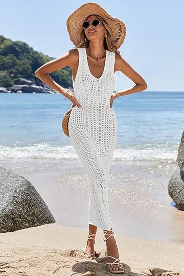 Women's Hollow Out Sleeveless Sweater Dress