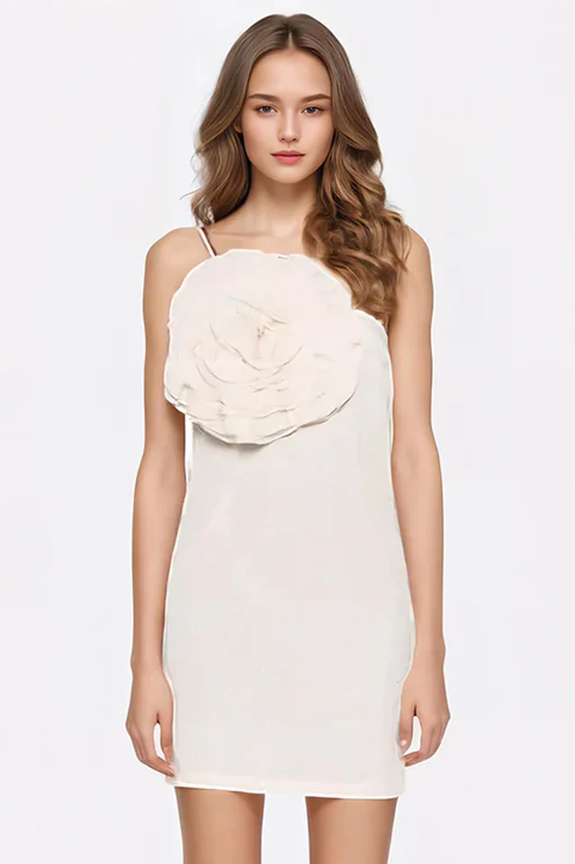 Women's Floral Appliqué Gabardine Mini Dress