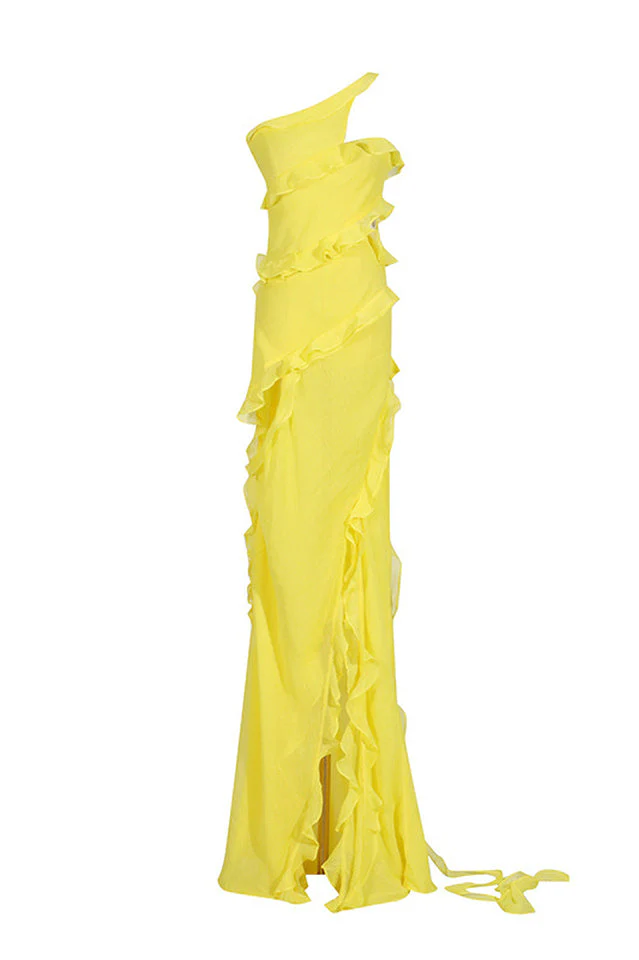 Women's Ruffle Ribbon Maxi Dress