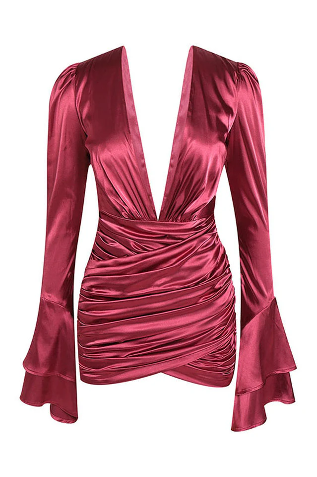 Women's Plunging V Neck Cocktail Mini Dress