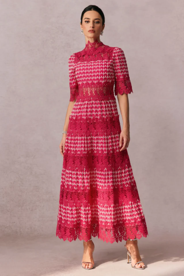 Women's Sabrina Embroidered Lace Midi Dress