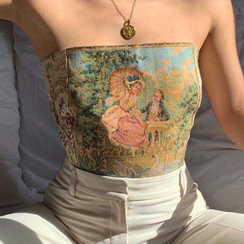 Women's Queen of Versailles Vintage Lace Up Corset Top