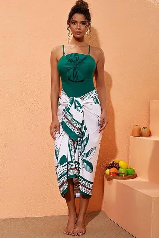 Women's 3D Bow Tie Swimsuit & Skirt Set