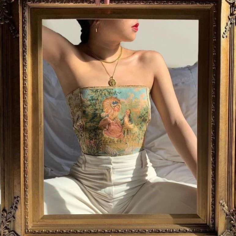 Women's Queen of Versailles Vintage Lace Up Corset Top