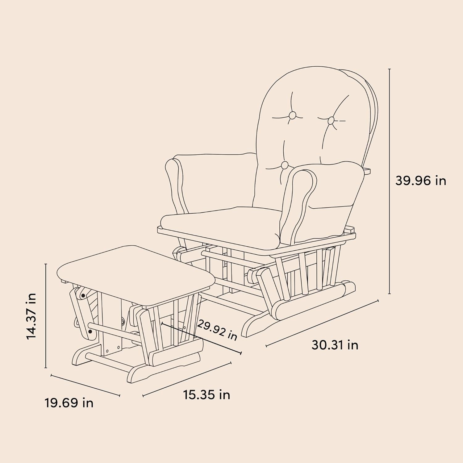 Storkcraft Premium Hoop Glider & Ottoman