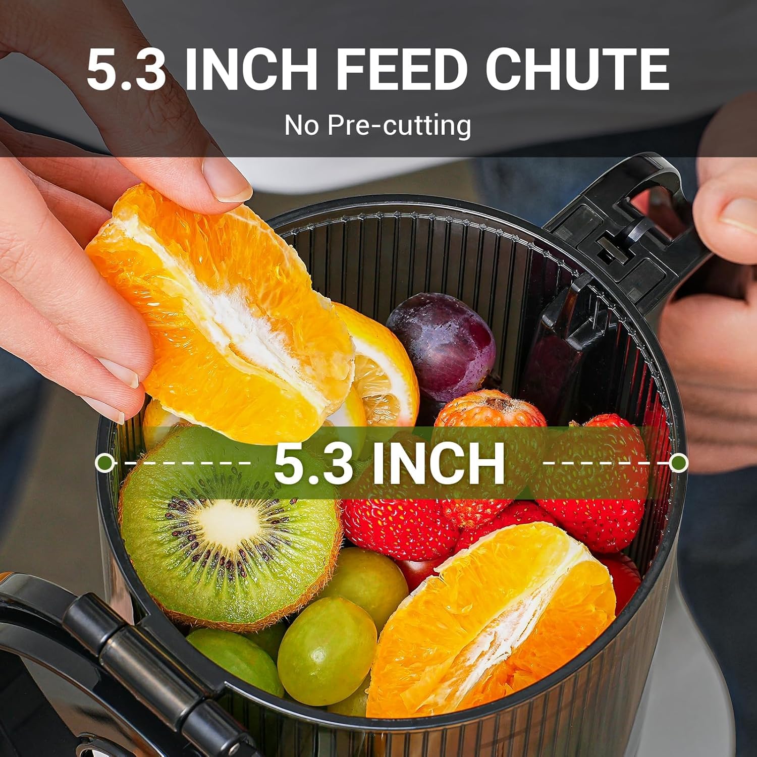 Juicer Machines, AMZCHEF 5.3-Inch Self-Feeding Masticating Juicer Fit Whole Fruits & Vegetables, Cold Press Electric Juicer Machines with High Juice Yield, Easy Cleaning, BPA Free, 250W, Black