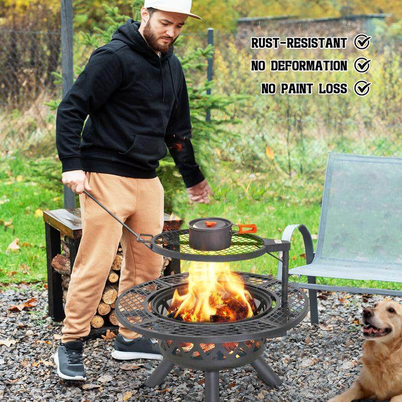 BALI OUTDOORS 2-in-1 Wood Burning Fire Pit with Removable Cooking Grill