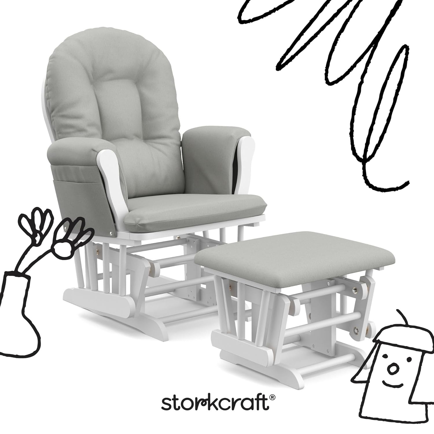 Storkcraft Premium Hoop Glider & Ottoman