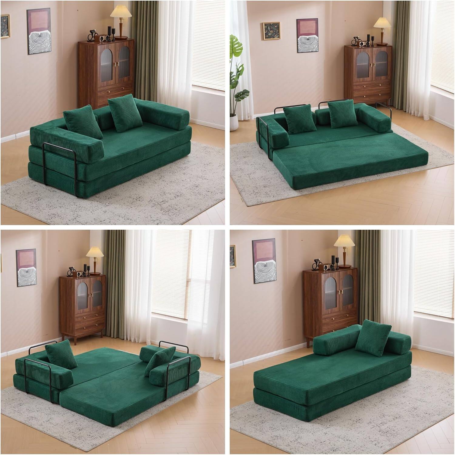 Chenille sofa bed with fixed shape frame
