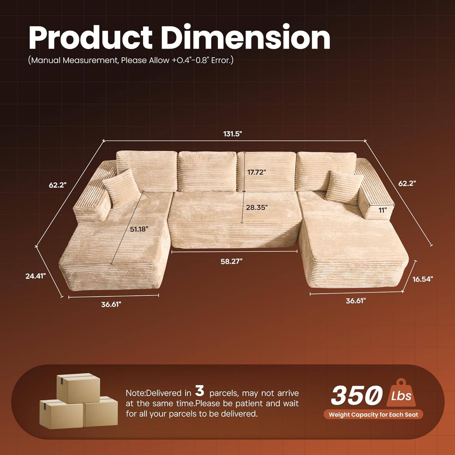 Sectional Cloud Couch for Living Room