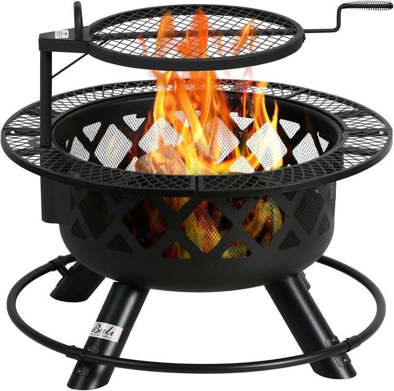 BALI OUTDOORS 2-in-1 Wood Burning Fire Pit with Removable Cooking Grill