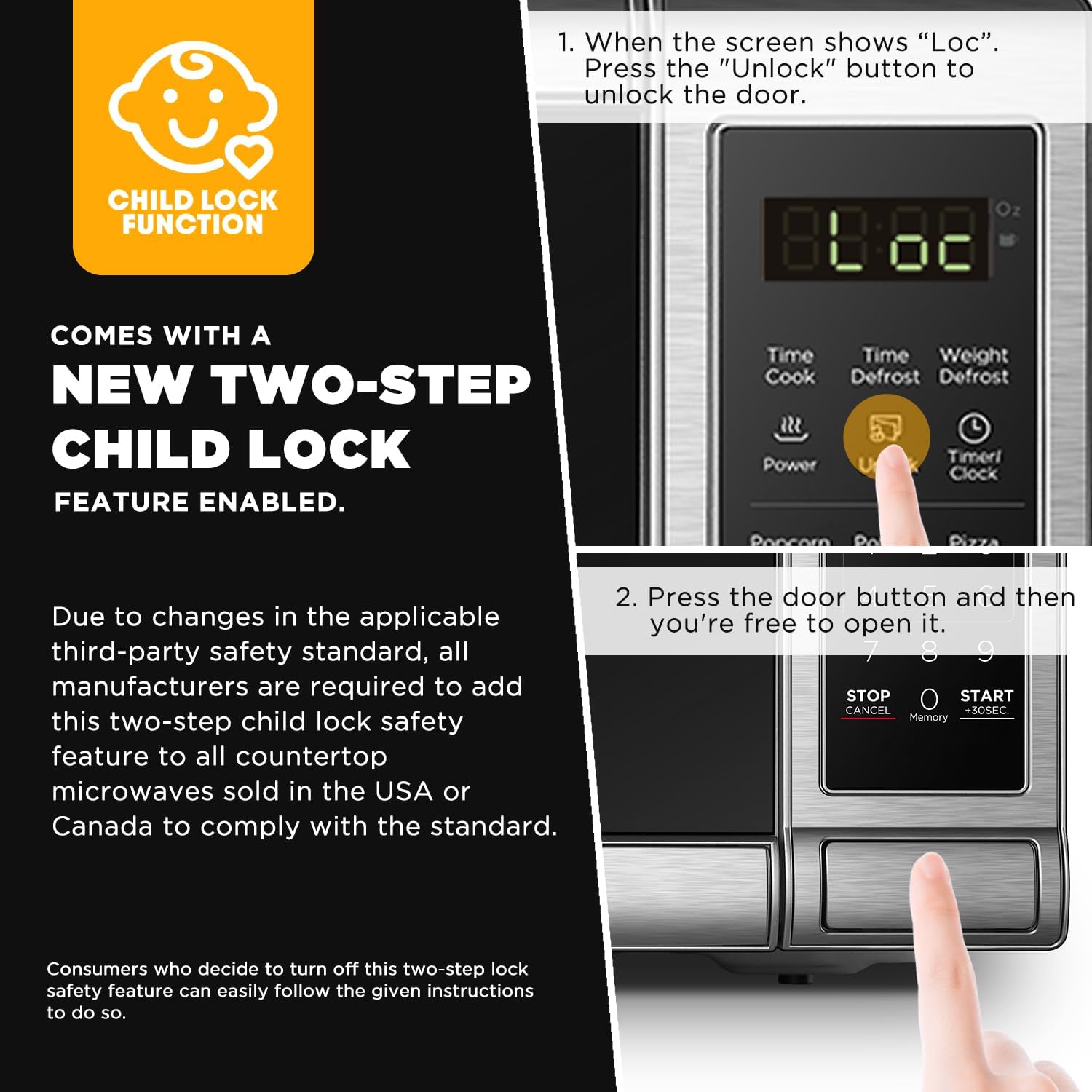 BLACK+DECKER EM720CB7 Digital Microwave Oven with Turntable Push-Button Door, Child Safety Lock, 700W, Stainless Steel, 0.7 Cu.ft