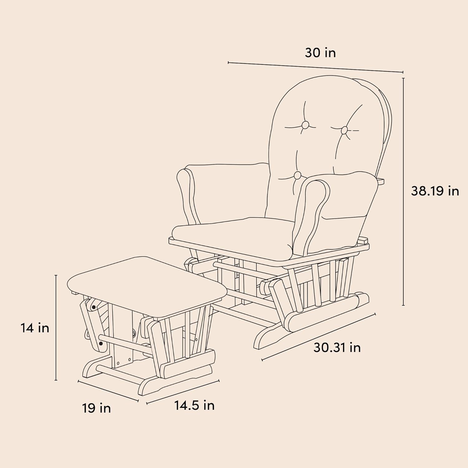 Storkcraft Premium Hoop Glider & Ottoman