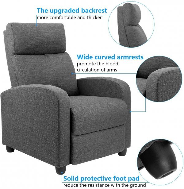 Recliner Chair Adjustable Single Sofa Fabric Recliner