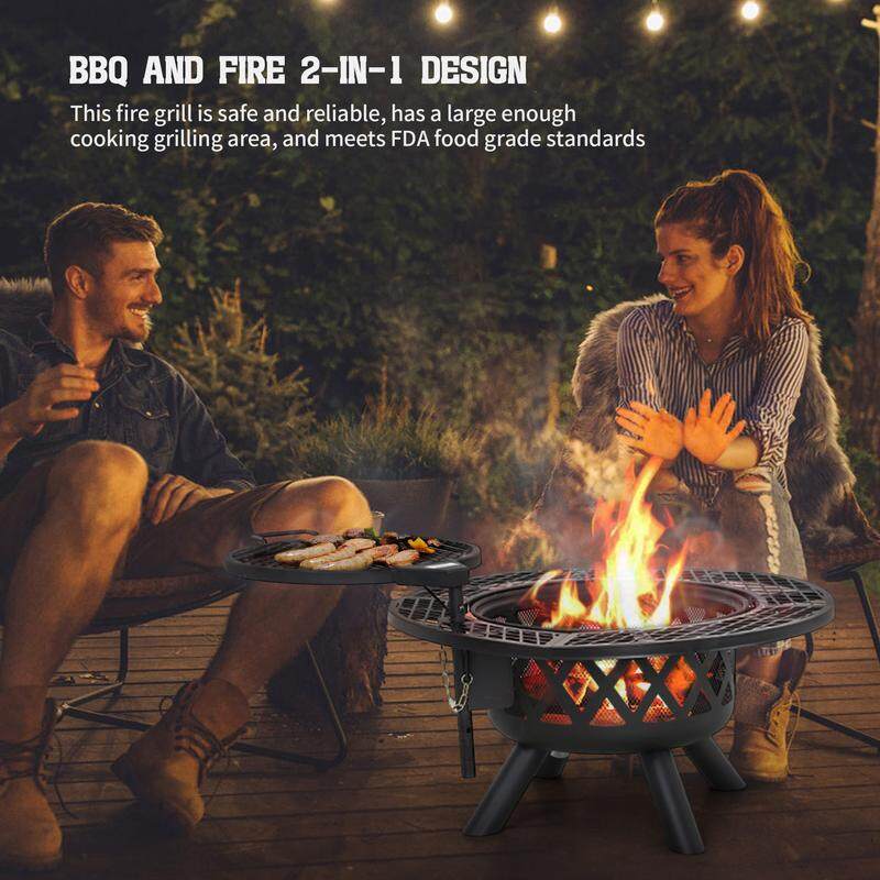 BALI OUTDOORS 2-in-1 Wood Burning Fire Pit with Removable Cooking Grill
