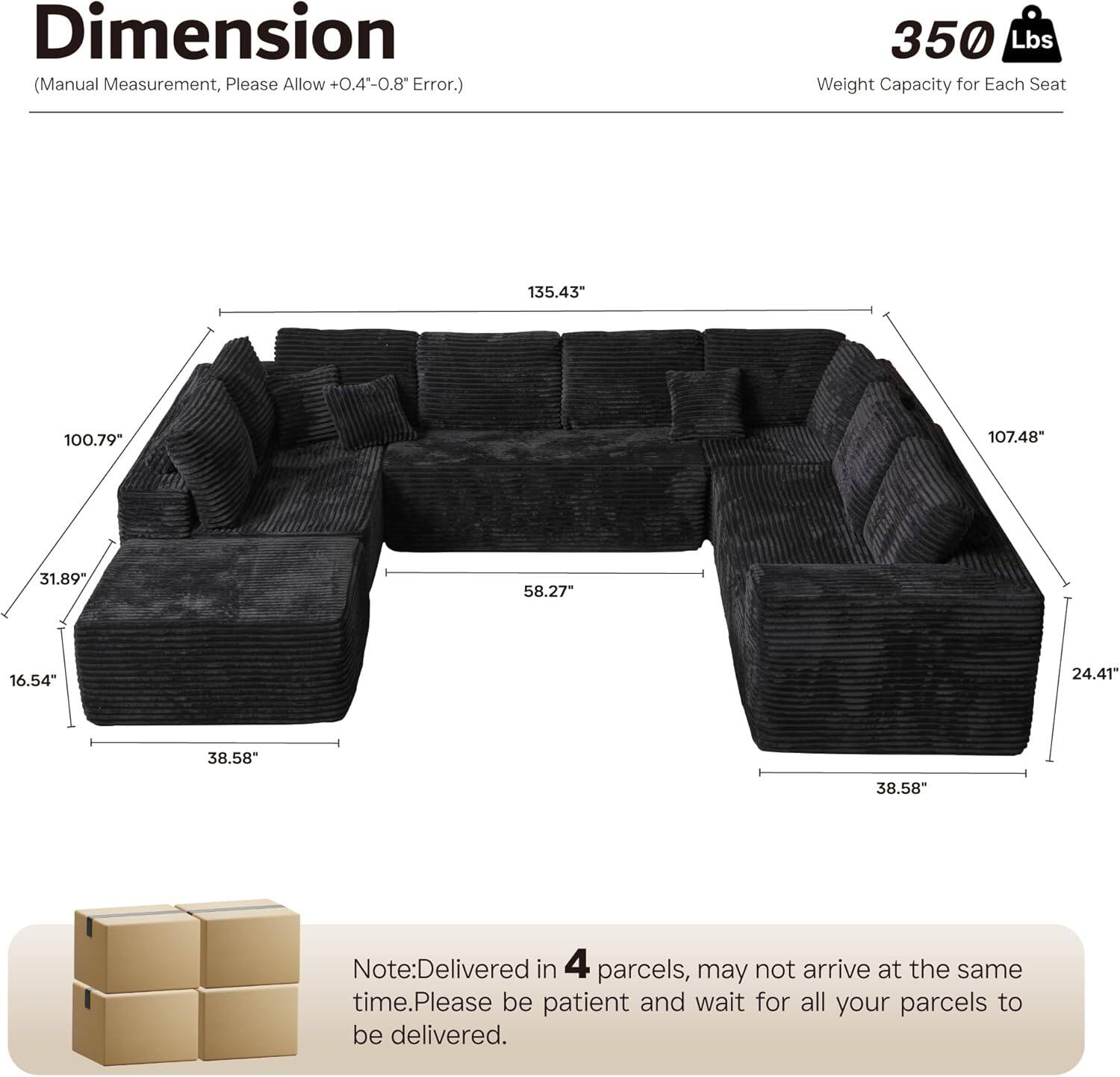 Sectional Cloud Couch for Living Room