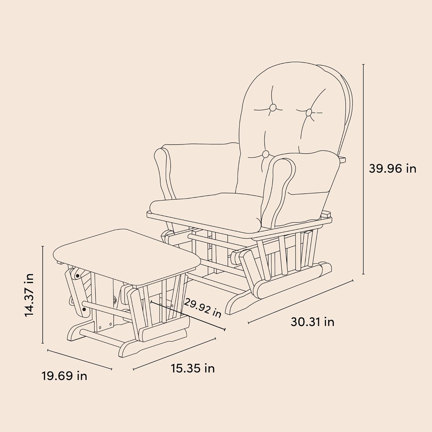 Storkcraft Premium Hoop Glider & Ottoman