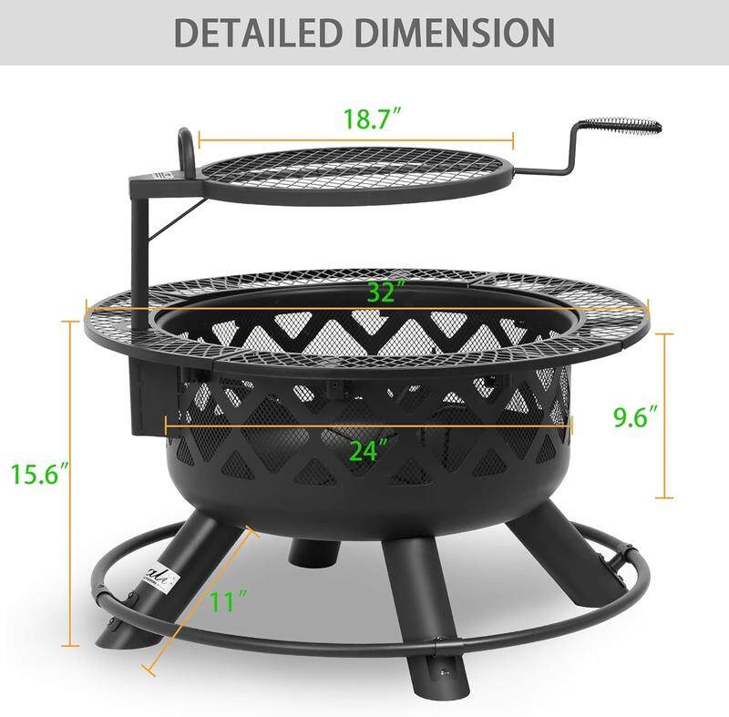 BALI OUTDOORS 2-in-1 Wood Burning Fire Pit with Removable Cooking Grill