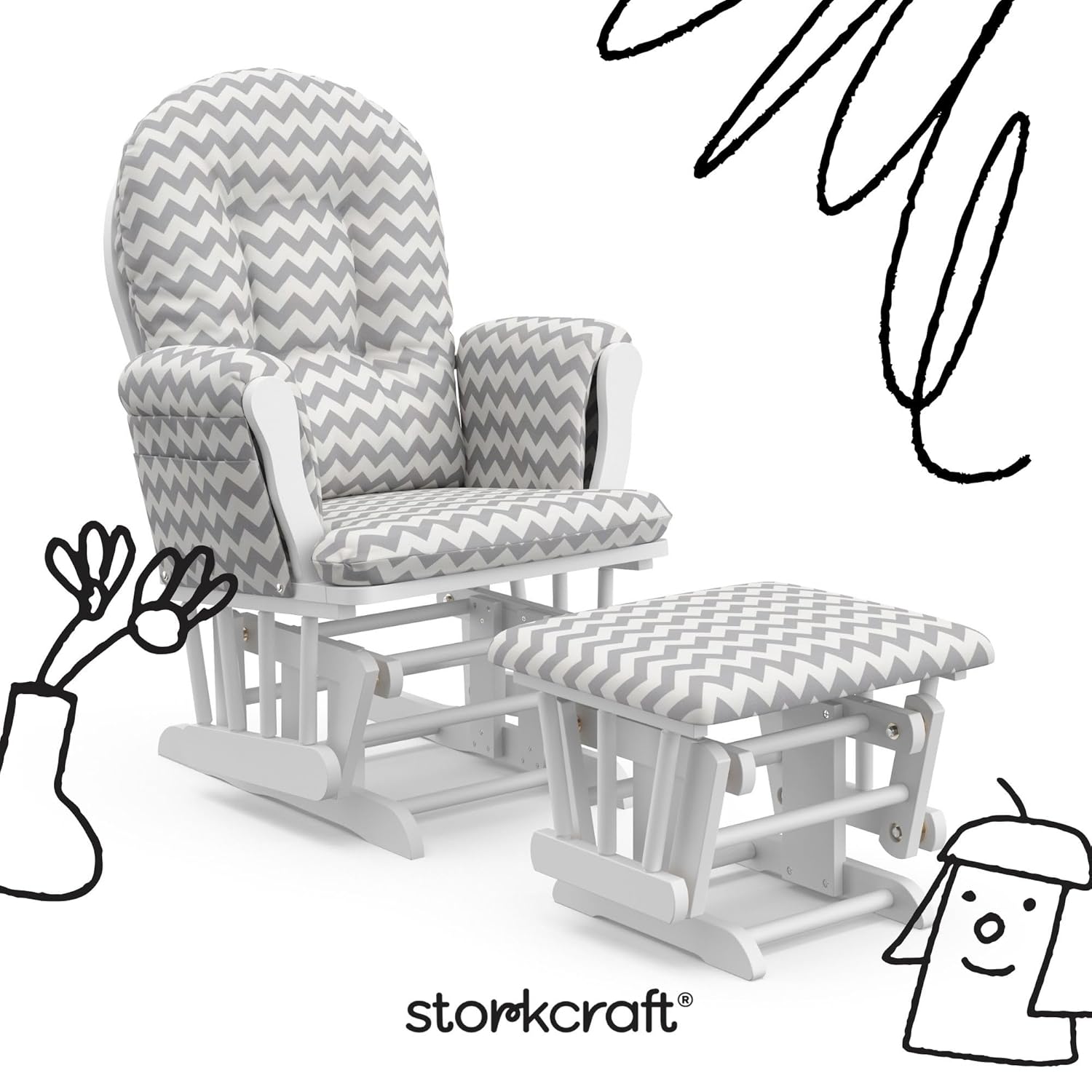 Storkcraft Premium Hoop Glider & Ottoman