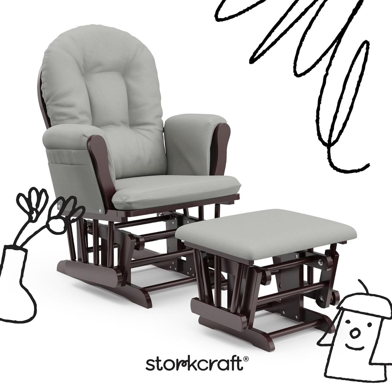 Storkcraft Premium Hoop Glider & Ottoman