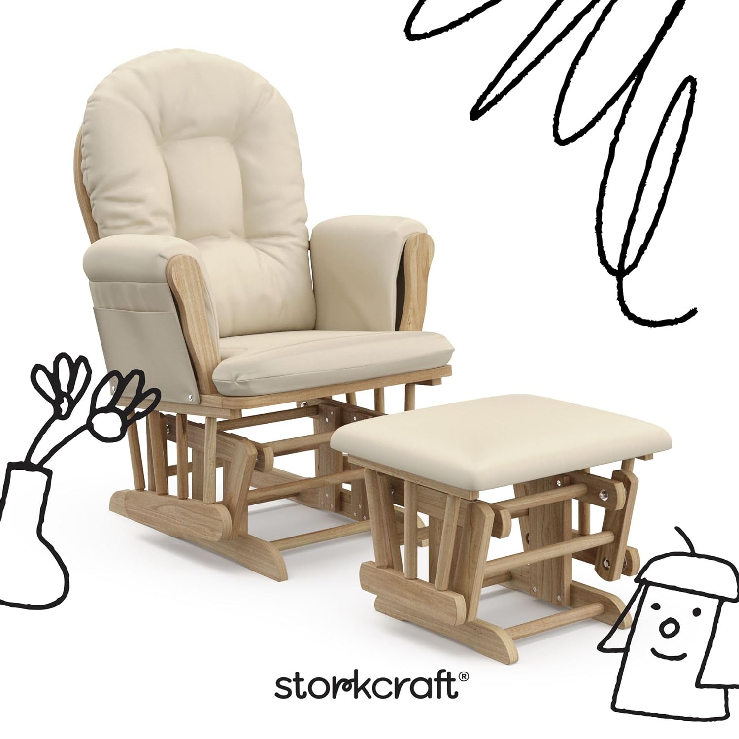 Storkcraft Premium Hoop Glider & Ottoman