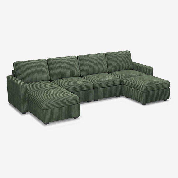 Thara 6 Seats + 6 Sides Oversized Modular Wide-Ribbed Corduroy Sofa with Large Storage Seat