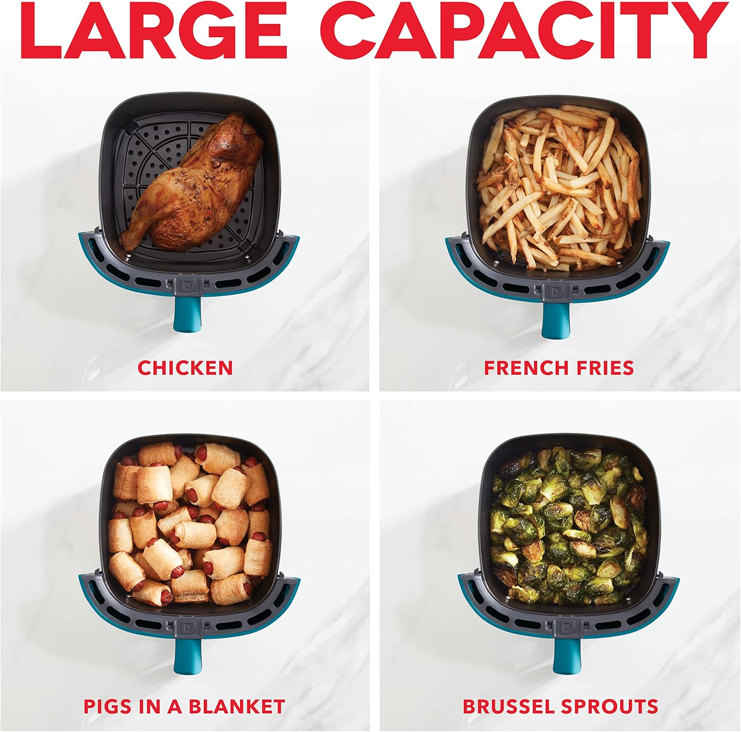 DASH Tasti-Crisp™ Electric Air Fryer Oven, 2.6 Qt., Aqua – Compact Air Fryer for Healthier Food in Minutes, Ideal for Small Spaces - Auto Shut Off, Analog, 1000-Watt