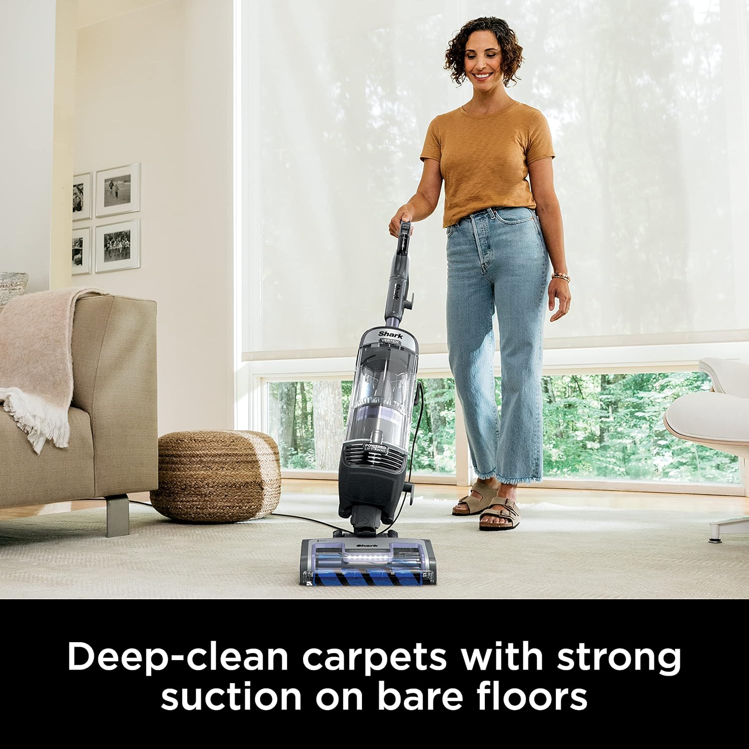Shark AZ2002 Vertex Powered Lift-Away Upright Vacuum with DuoClean PowerFins, Self-Cleaning Brushroll, Large Dust Cup, Pet Crevice Tool, Dusting Brush & Power Brush, Silver/Rose Gold