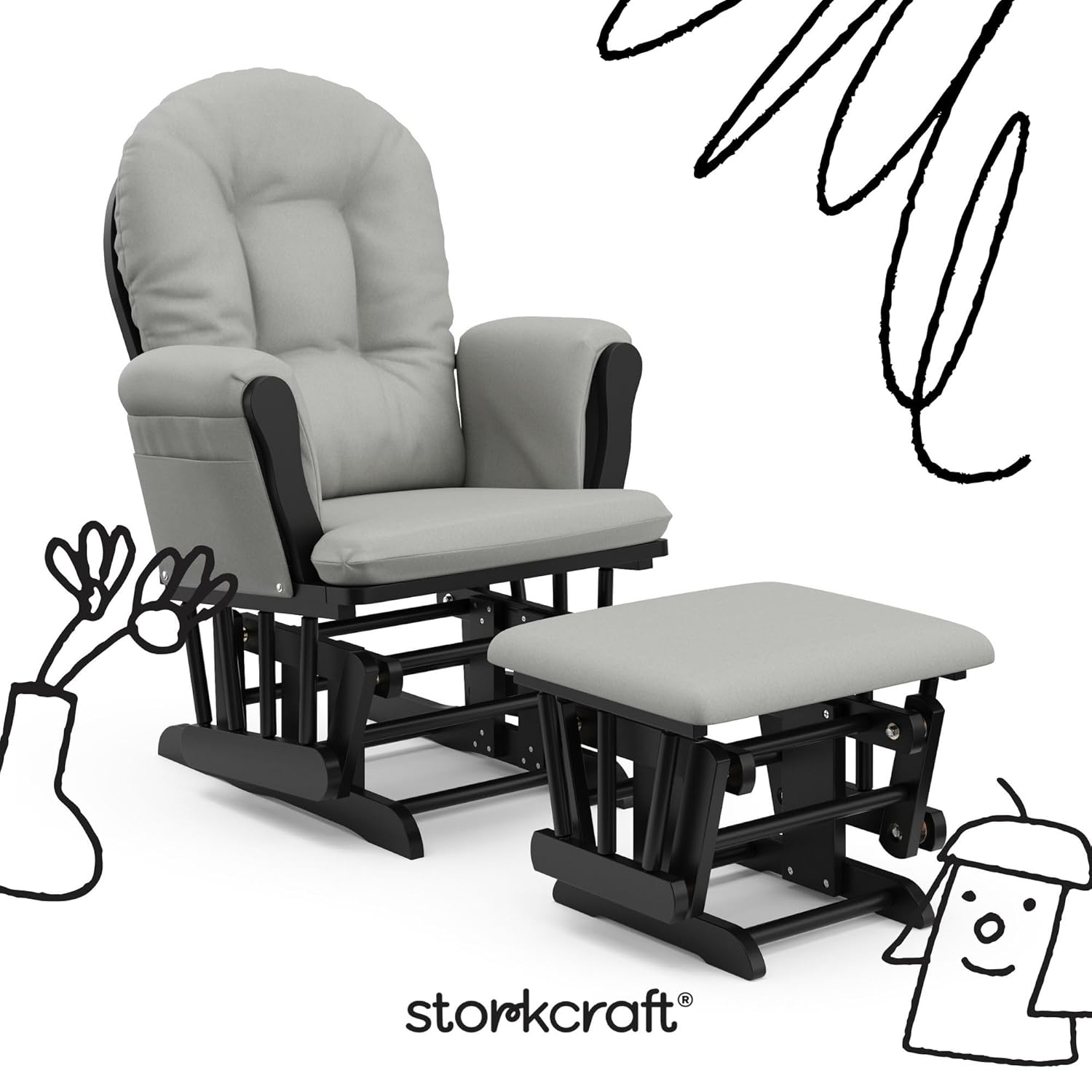 Storkcraft Premium Hoop Glider & Ottoman