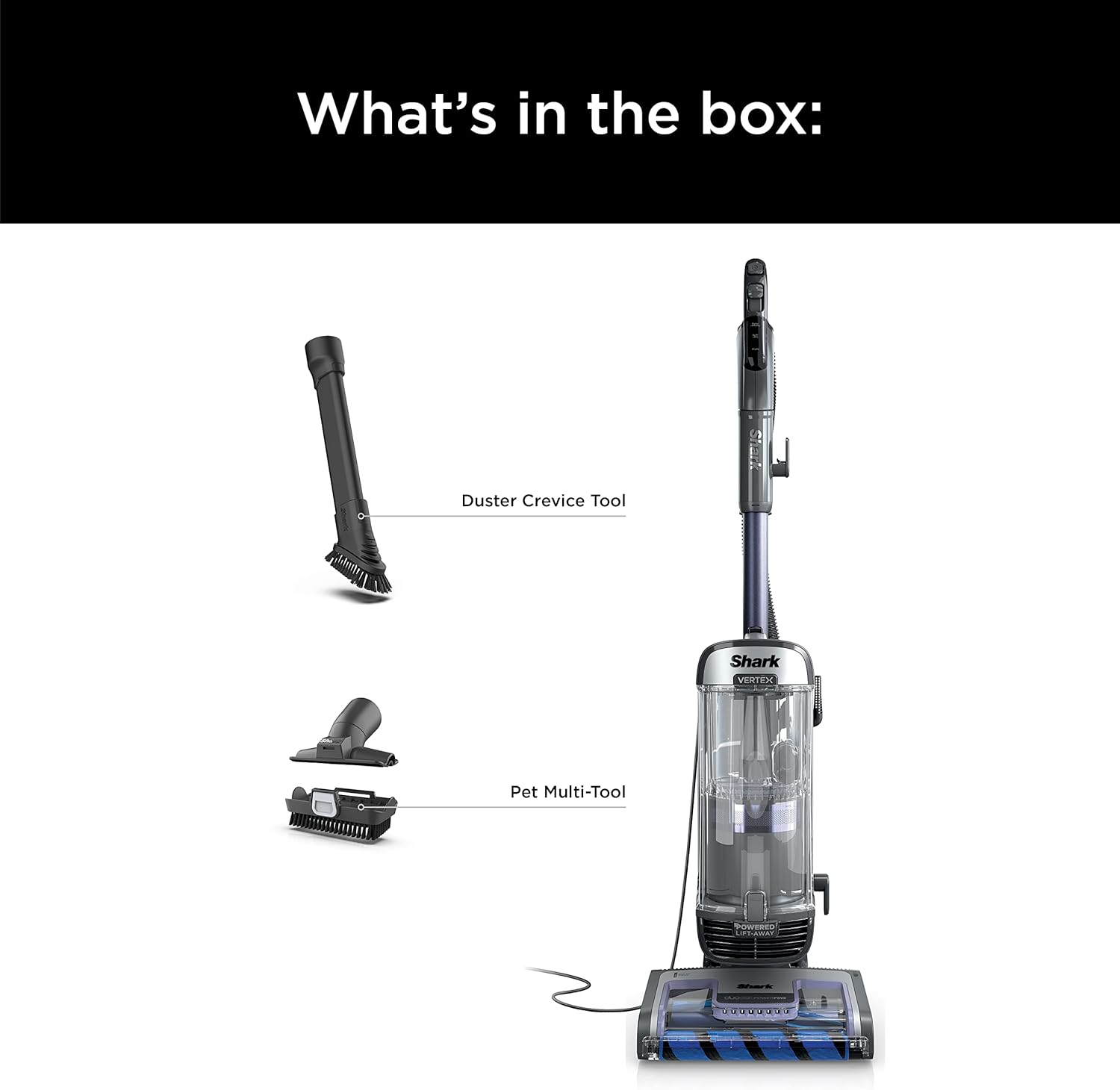 Shark AZ2002 Vertex Powered Lift-Away Upright Vacuum with DuoClean PowerFins, Self-Cleaning Brushroll, Large Dust Cup, Pet Crevice Tool, Dusting Brush & Power Brush, Silver/Rose Gold