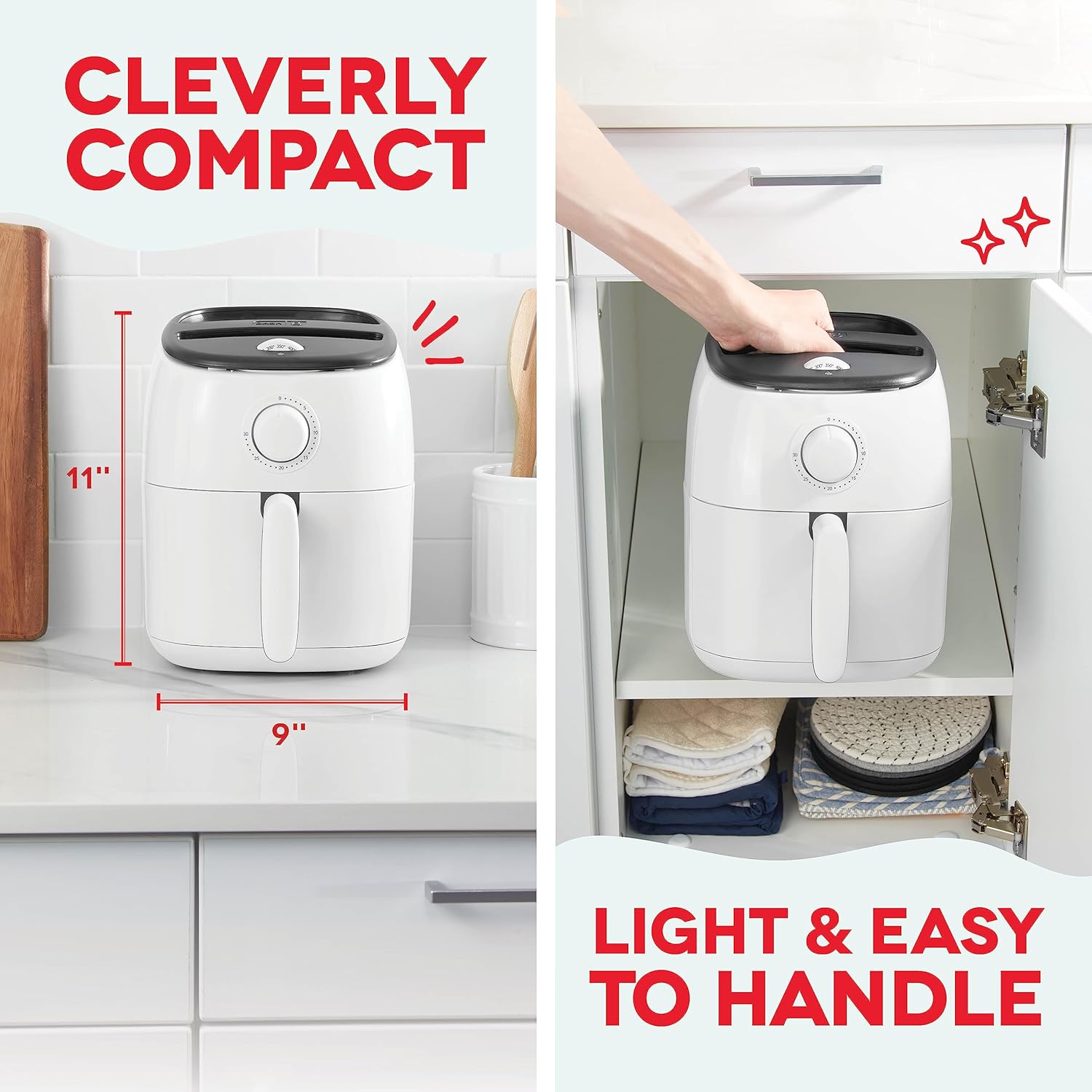 DASH Tasti-Crisp™ Electric Air Fryer Oven, 2.6 Qt., Aqua – Compact Air Fryer for Healthier Food in Minutes, Ideal for Small Spaces - Auto Shut Off, Analog, 1000-Watt