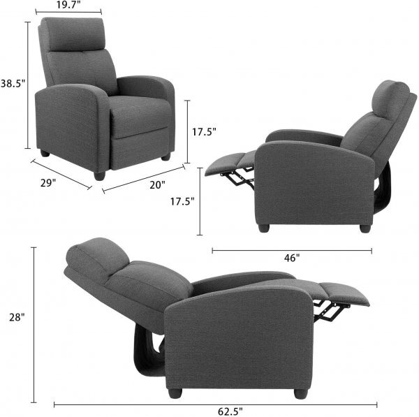 Recliner Chair Adjustable Single Sofa Fabric Recliner