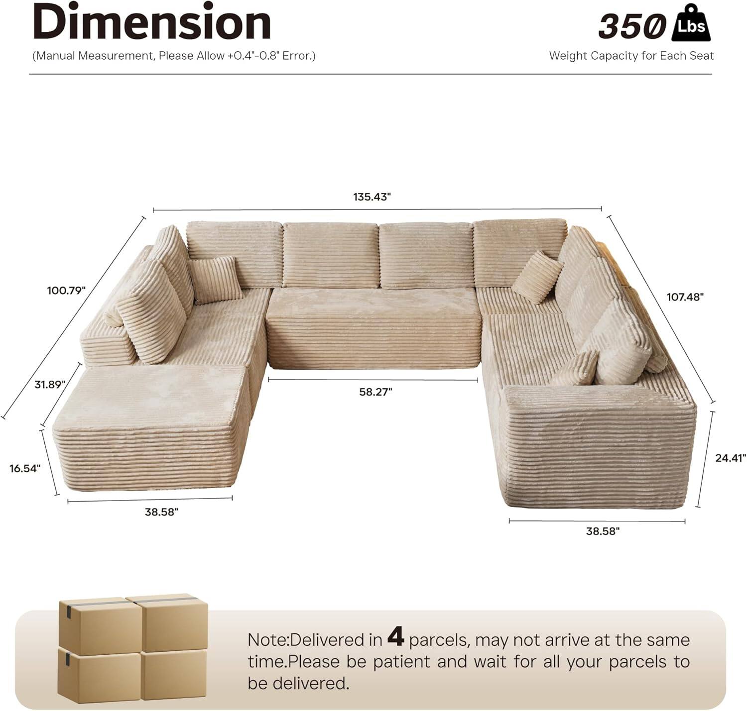 Sectional Cloud Couch for Living Room