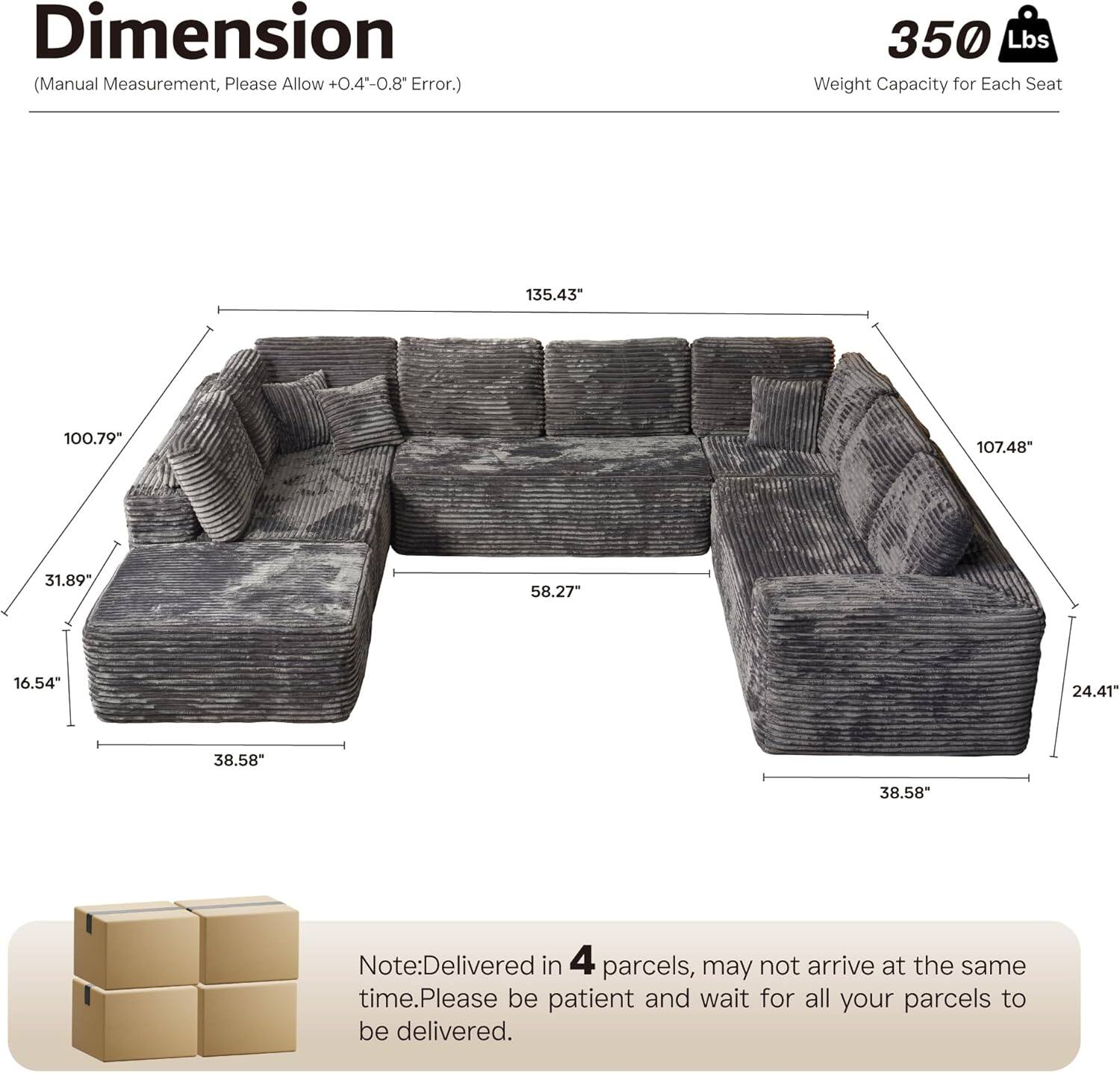 Sectional Cloud Couch for Living Room