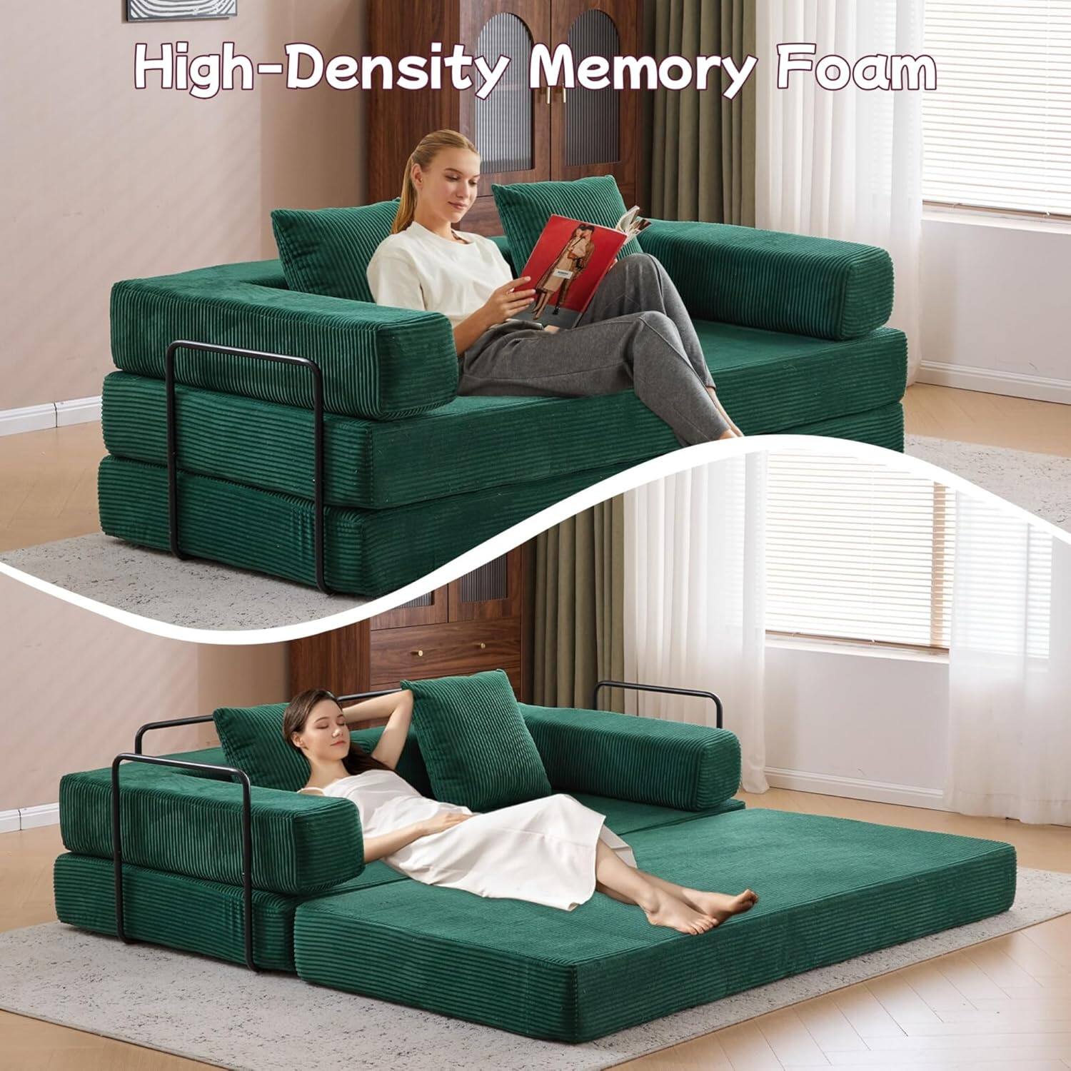 Chenille sofa bed with fixed shape frame