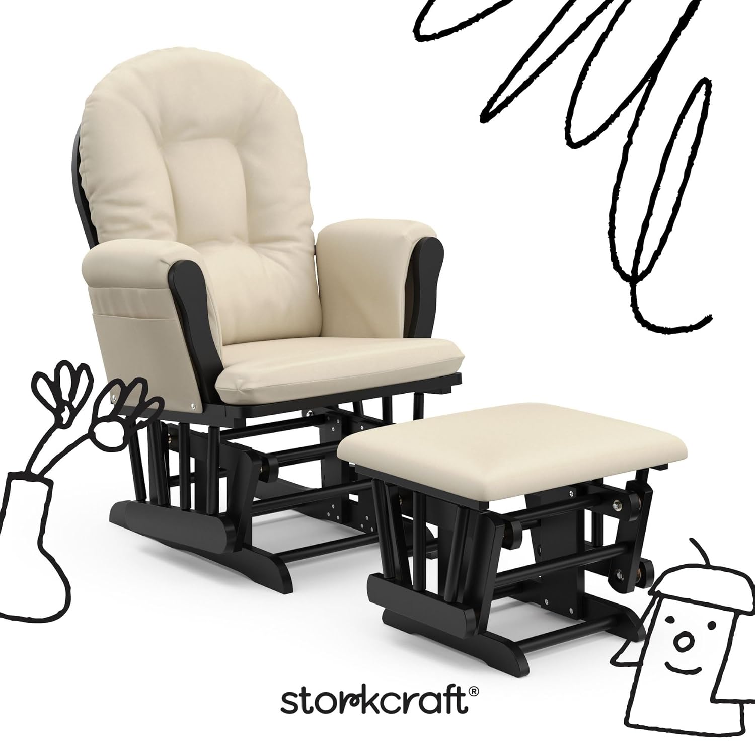 Storkcraft Premium Hoop Glider & Ottoman