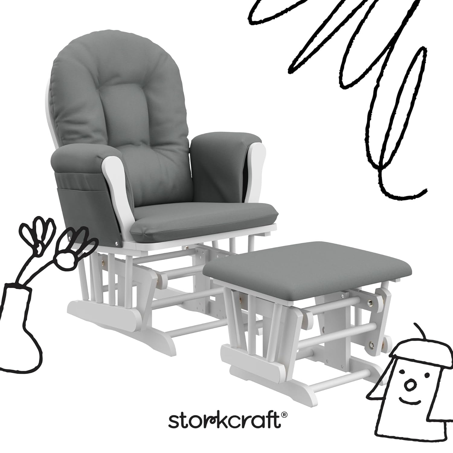 Storkcraft Premium Hoop Glider & Ottoman