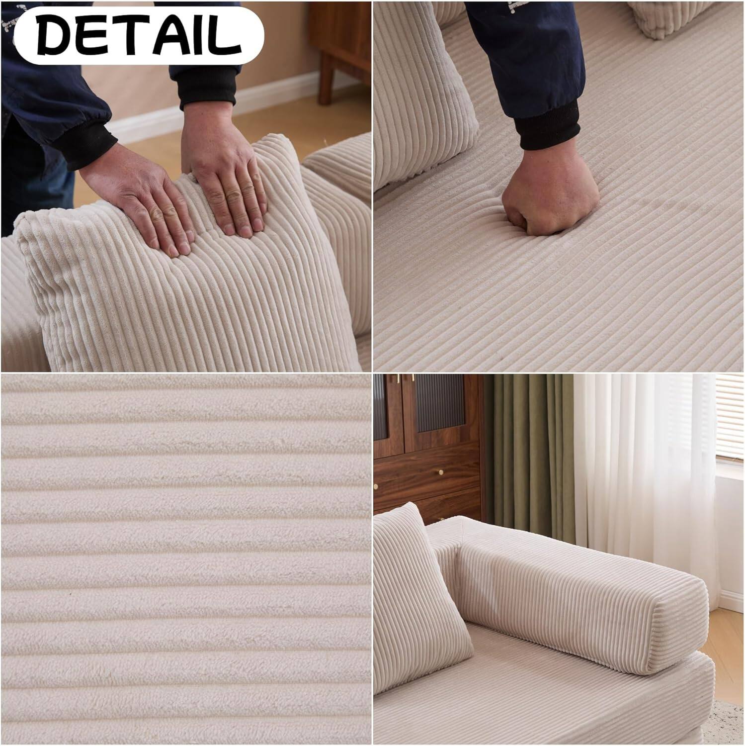 Chenille sofa bed with fixed shape frame