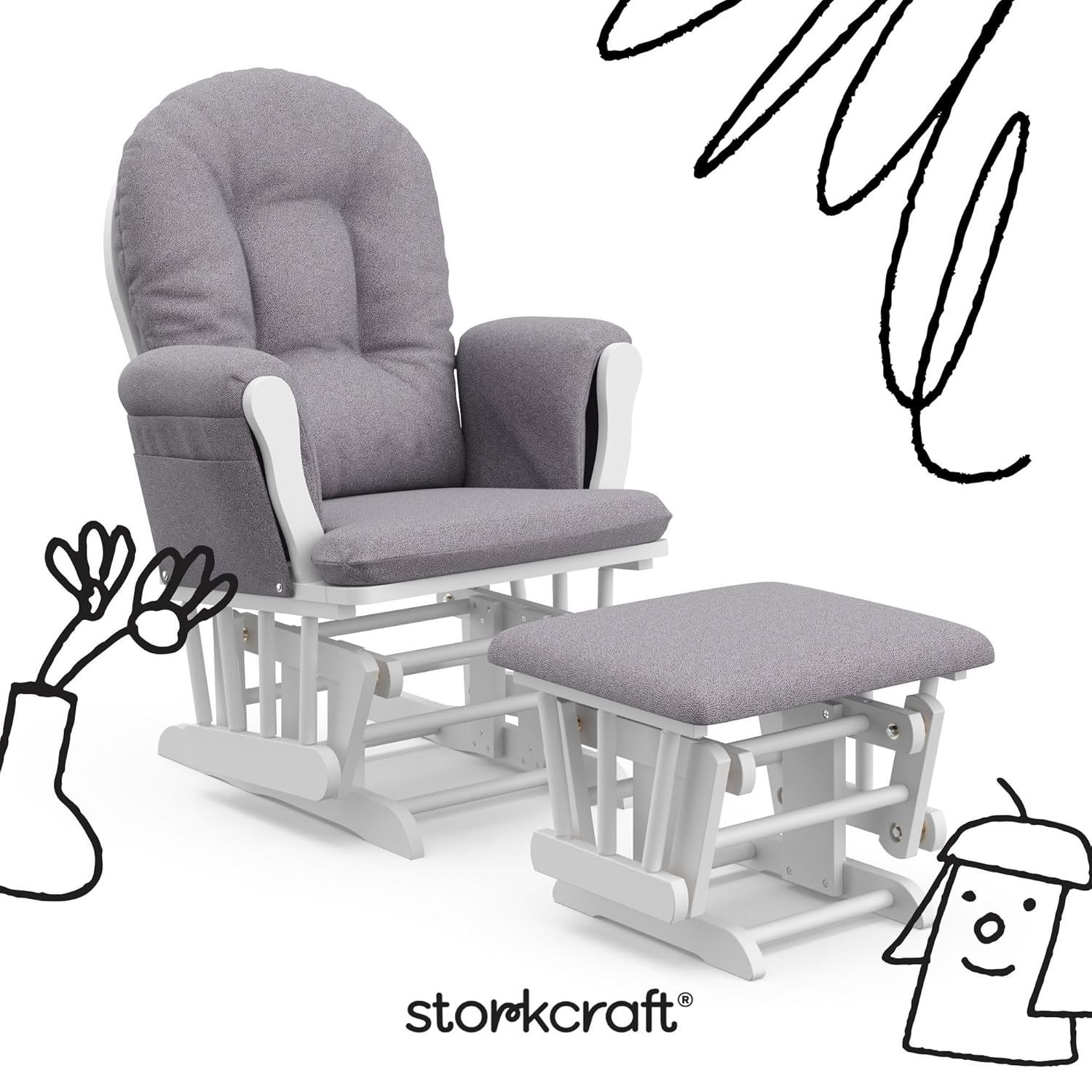 Storkcraft Premium Hoop Glider & Ottoman