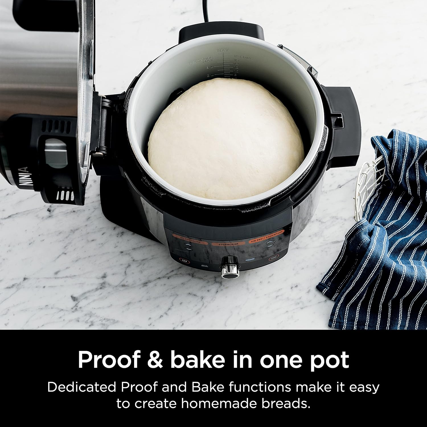 Ninja OL601 Foodi XL 8 Qt. Pressure Cooker Steam Fryer with SmartLid, 14-in-1 that Air Fries, Bakes & More, with 3-Layer Capacity, 5 Qt. Crisp Basket & 45 Recipes, Silver/Black