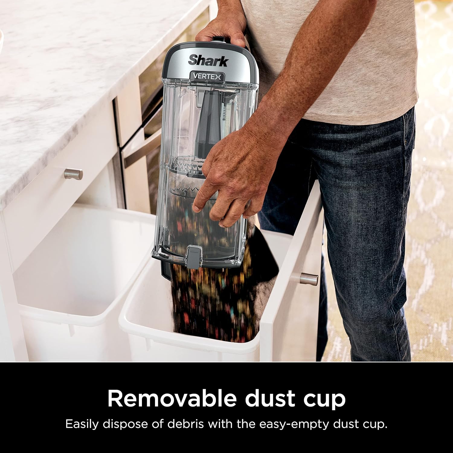 Shark AZ2002 Vertex Powered Lift-Away Upright Vacuum with DuoClean PowerFins, Self-Cleaning Brushroll, Large Dust Cup, Pet Crevice Tool, Dusting Brush & Power Brush, Silver/Rose Gold