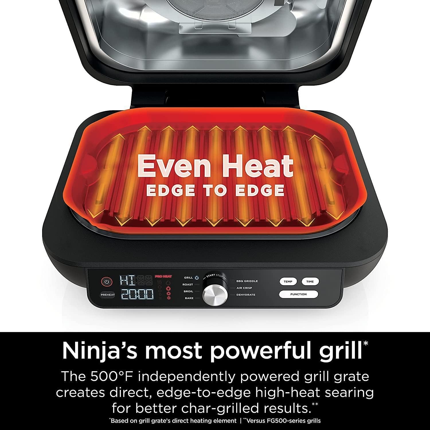Ninja FG551 Foodi Smart XL 6-in-1 Indoor Grill with Air Fry, Roast, Bake, Broil & Dehydrate, Smart Thermometer, Black/Silver