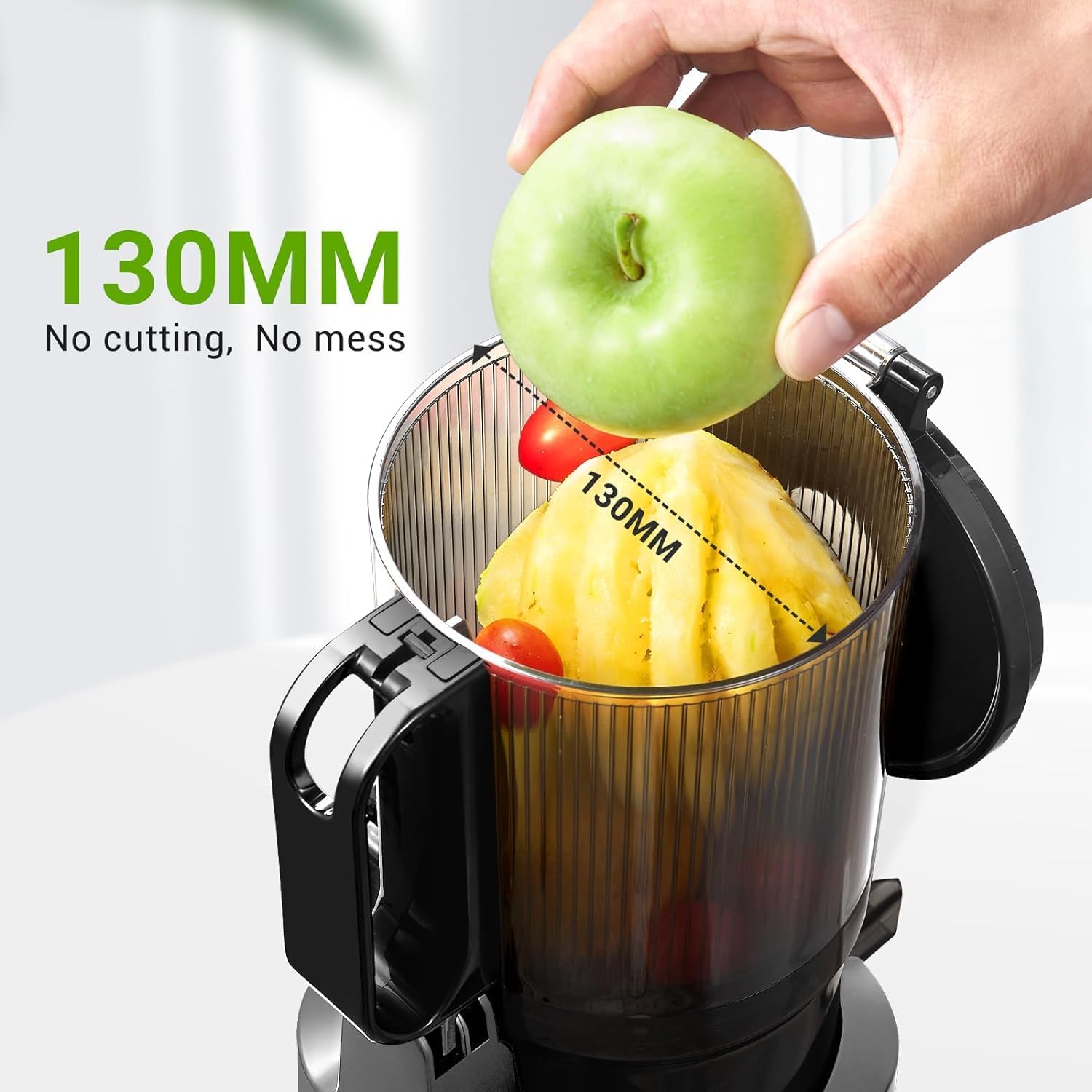Juicer Machines, AMZCHEF 5.3-Inch Self-Feeding Masticating Juicer Fit Whole Fruits & Vegetables, Cold Press Electric Juicer Machines with High Juice Yield, Easy Cleaning, BPA Free, 250W, Black