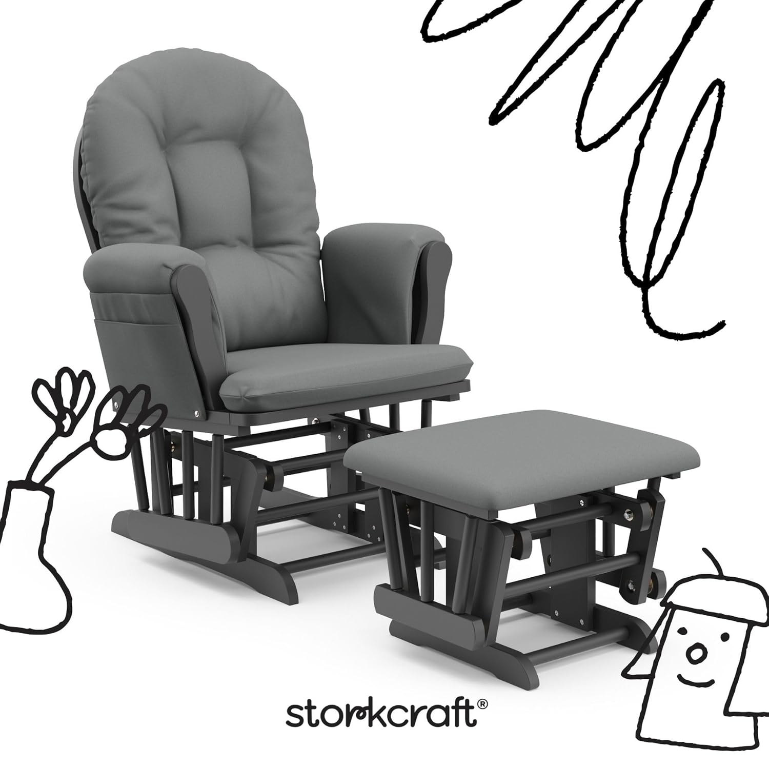 Storkcraft Premium Hoop Glider & Ottoman