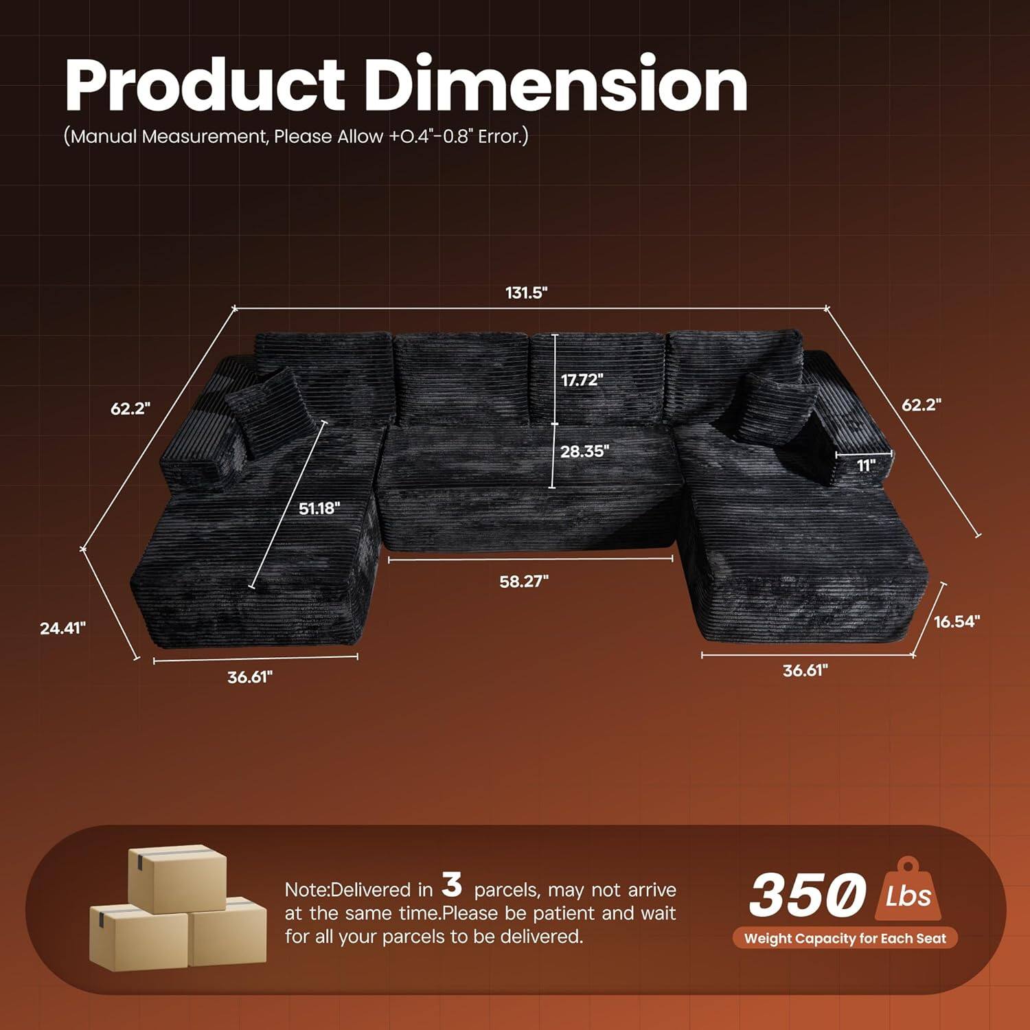 Sectional Cloud Couch for Living Room