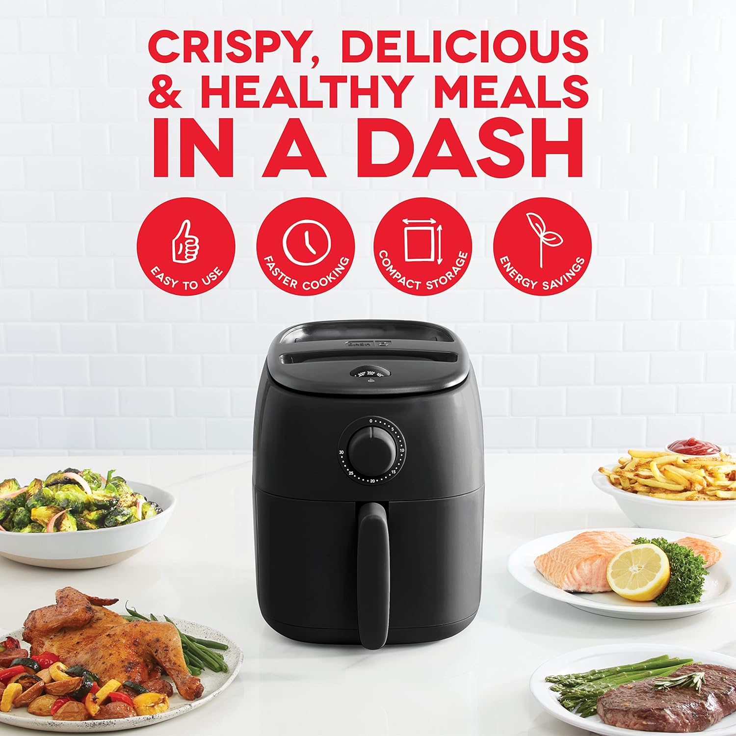 DASH Tasti-Crisp™ Electric Air Fryer Oven, 2.6 Qt., Aqua – Compact Air Fryer for Healthier Food in Minutes, Ideal for Small Spaces - Auto Shut Off, Analog, 1000-Watt