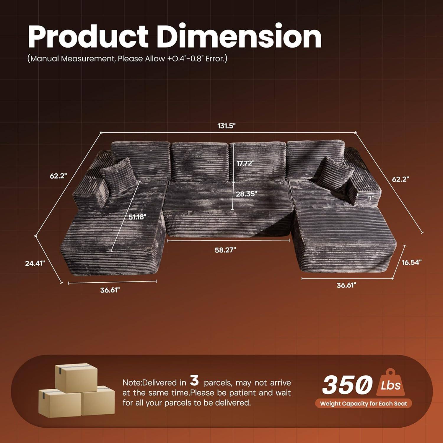 Sectional Cloud Couch for Living Room